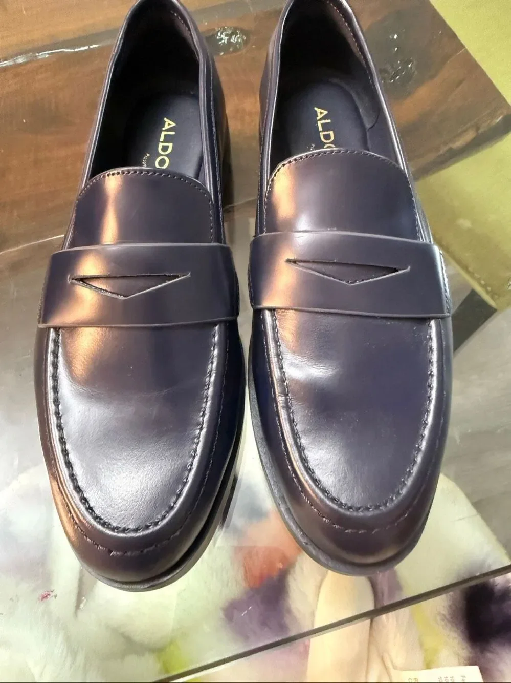 Aldo Navy Faux Leather Penny Loafers sz  6 NWOT